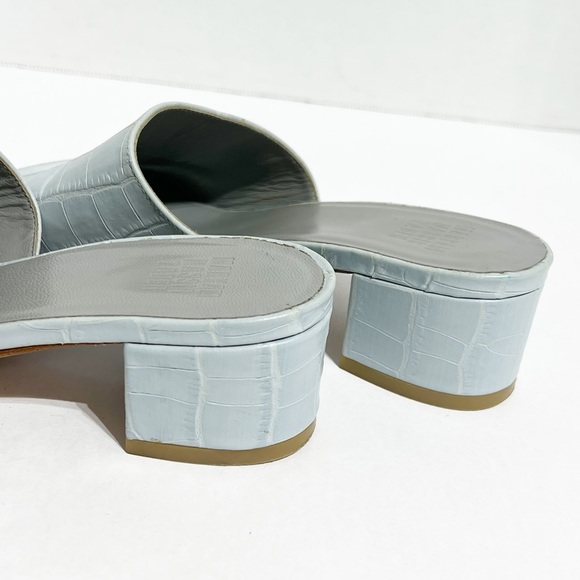 Maryam Nassir Zadeh Faux Croc Embossed Leather Block Heel Slides Sandals SZ 37. - Picture 7 of 12